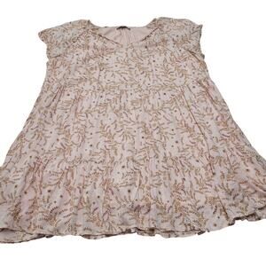 Loft Plus pink tiered floral mini dress tassel boho romantic